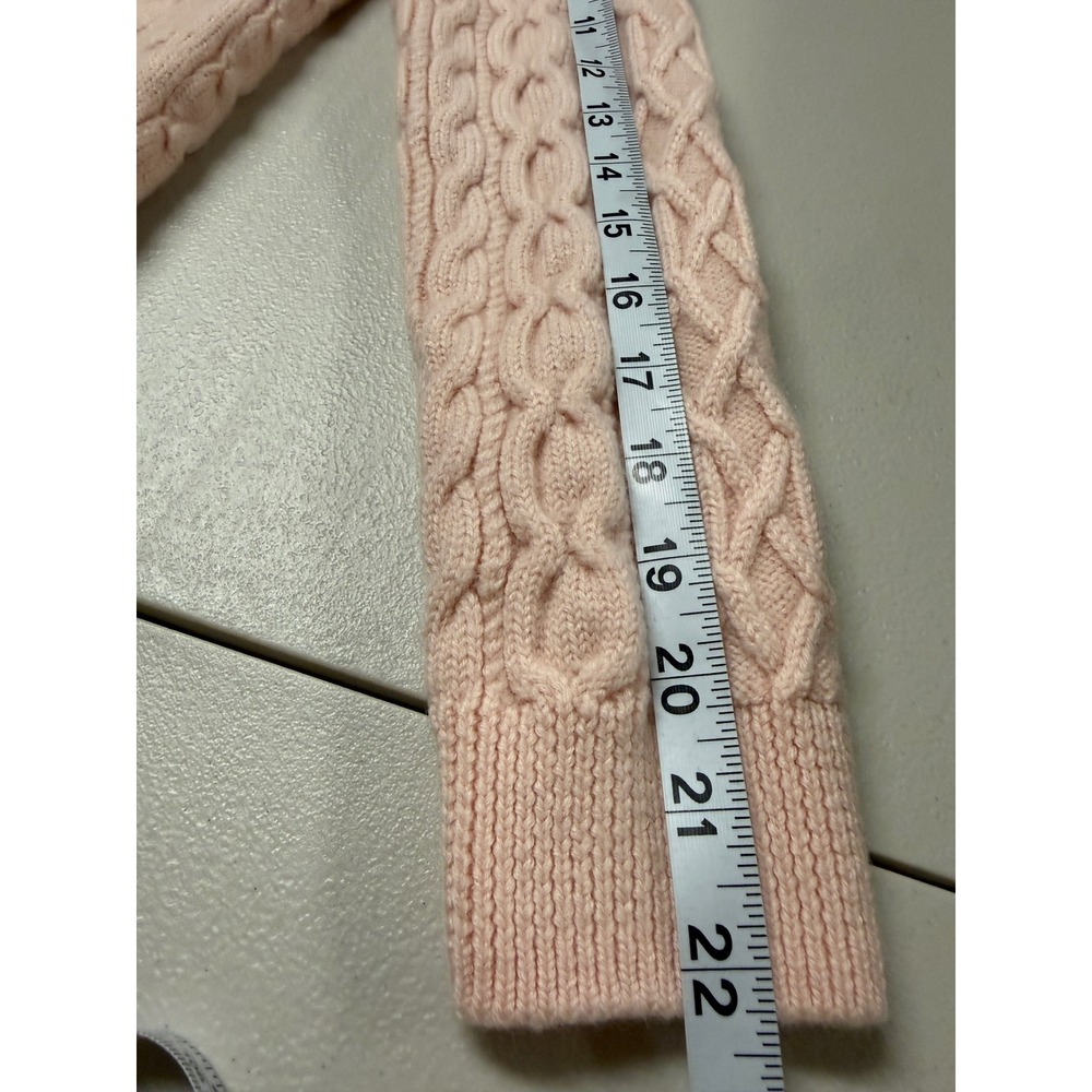 Amour Vert 100% Wool Cable Knit Sweater Women M Pink Fisherman Crewneck Preppy - Picture 6 of 10